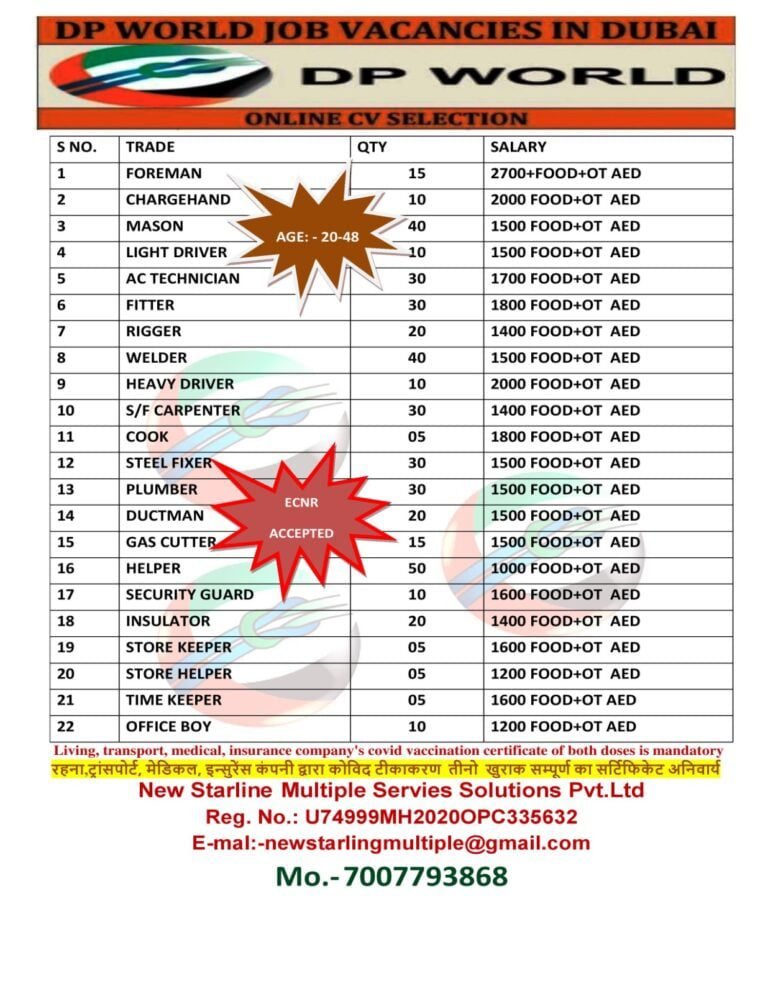 DP WORLD DUBAI CV SELECTION