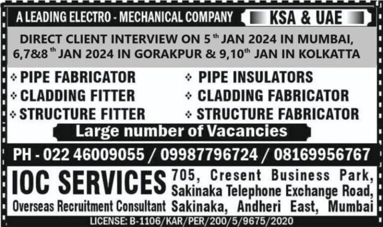 Golden Job Opportunities in Saudi & Dubai’s Premier Electro-Mechanical Company