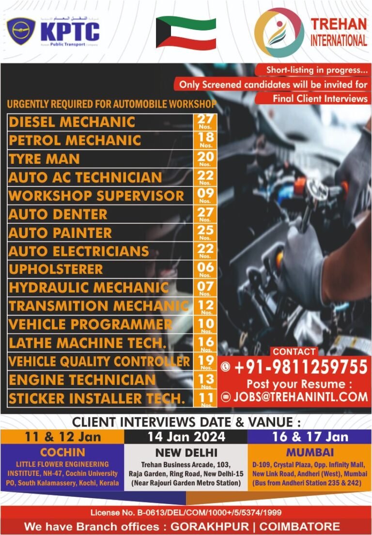 Kuwait Public Transport Company Kptc Jobs – Automobile Workshop