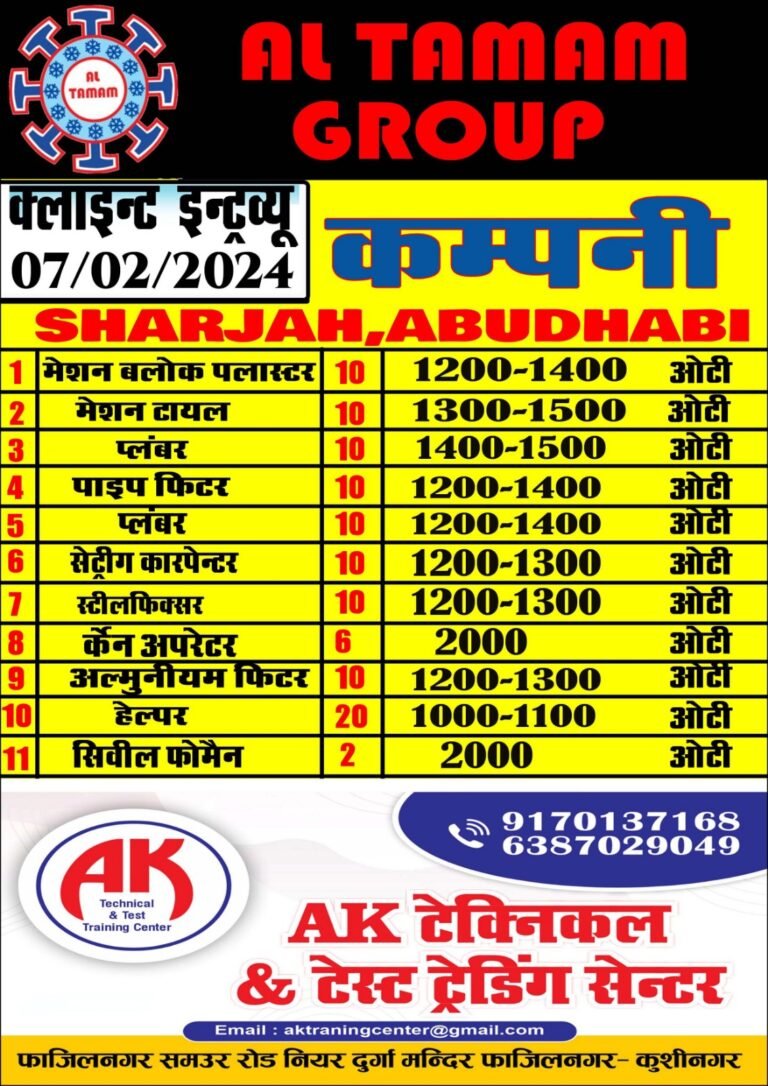 ALTAMAM GROUP क्लाइन्ट इन्द्रव्यू कम्पनी 07/02/2024 SHARJAH,ABUDHABI