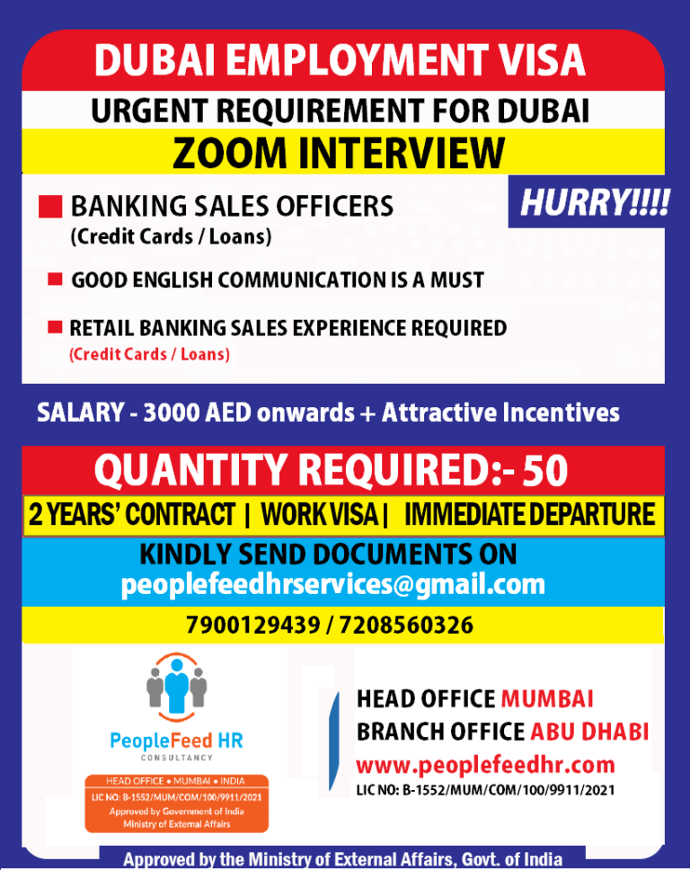 HIRING BANKING SALES OFFICERS FOR ADCB BANK : : : DUBAI EMPLOYMENT VISA : : : ZOOM INTERVIEW