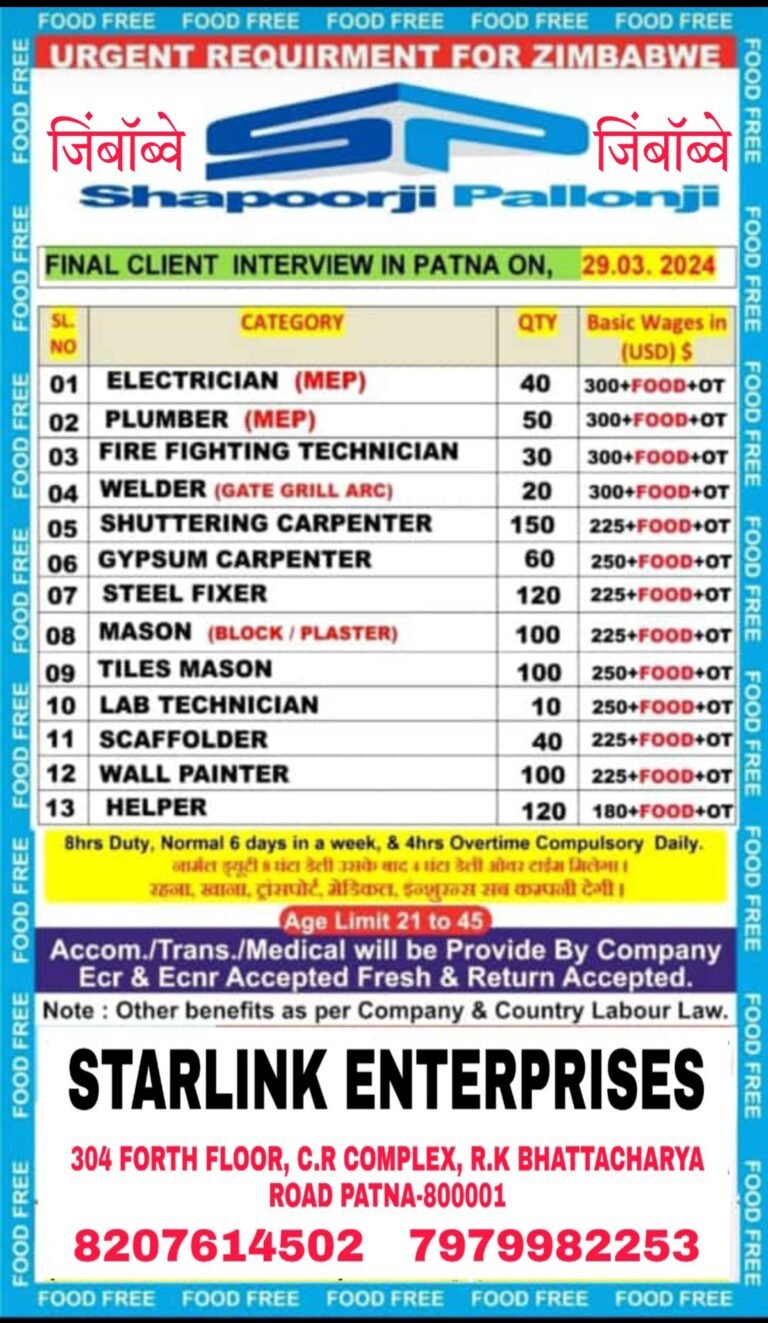 URGENT REQUIRMENT FOR ZIMBABWE (जिंबाब्वे)