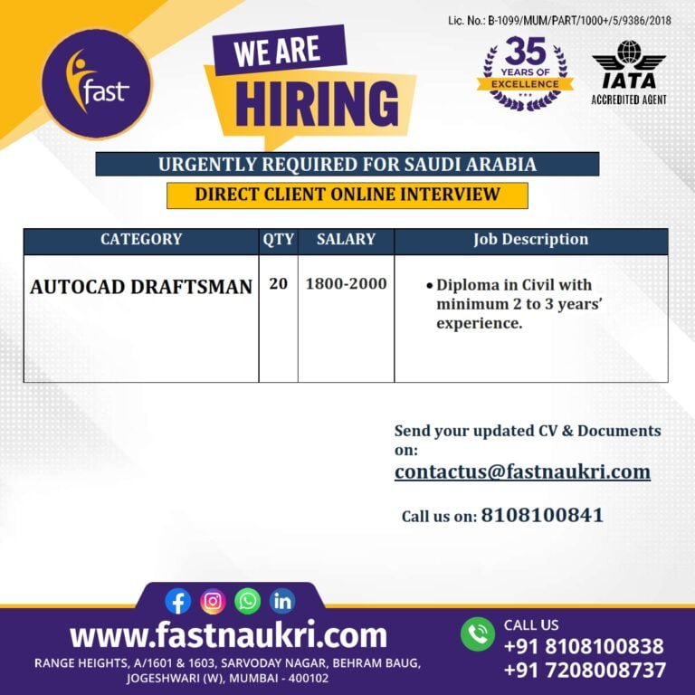 Urgently Required for Saudi Arabia