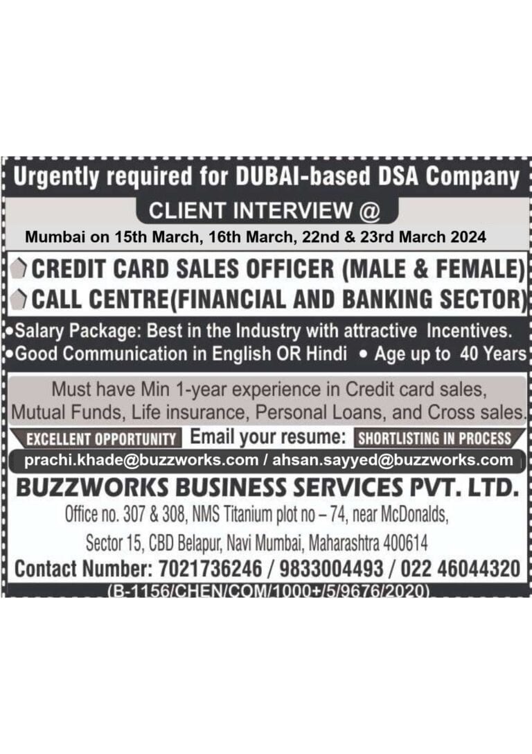 Sales Executive – Credit Card Sales