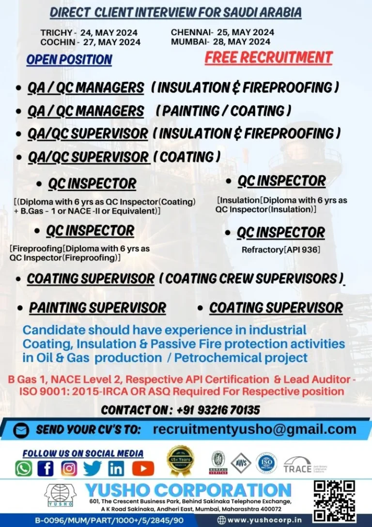 Job Interview for one of the finest companies based in Saudi Arabia