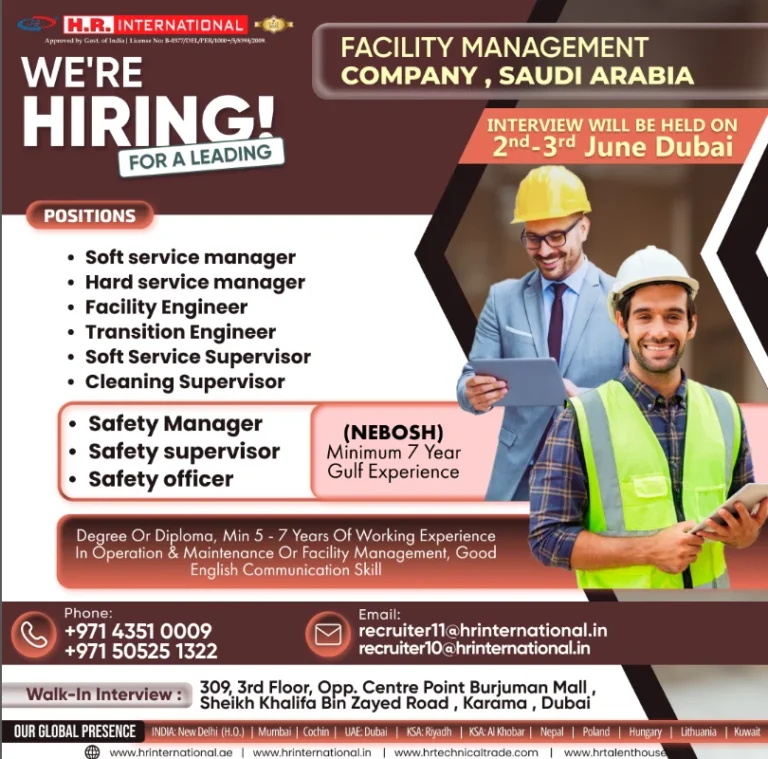 Walkin Interview in Dubai For FMC Co. Saudi Arabia