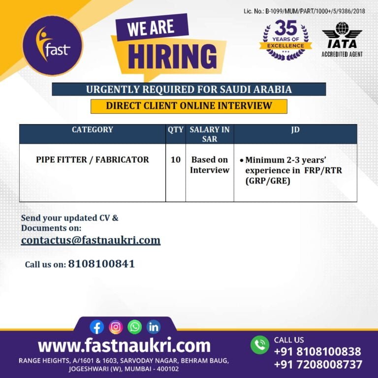 Urgently Required for Saudi Arabia