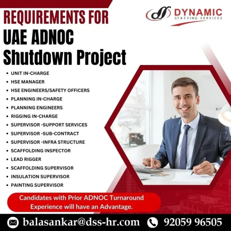 UAE ADNOC Shutdown Project Jobs