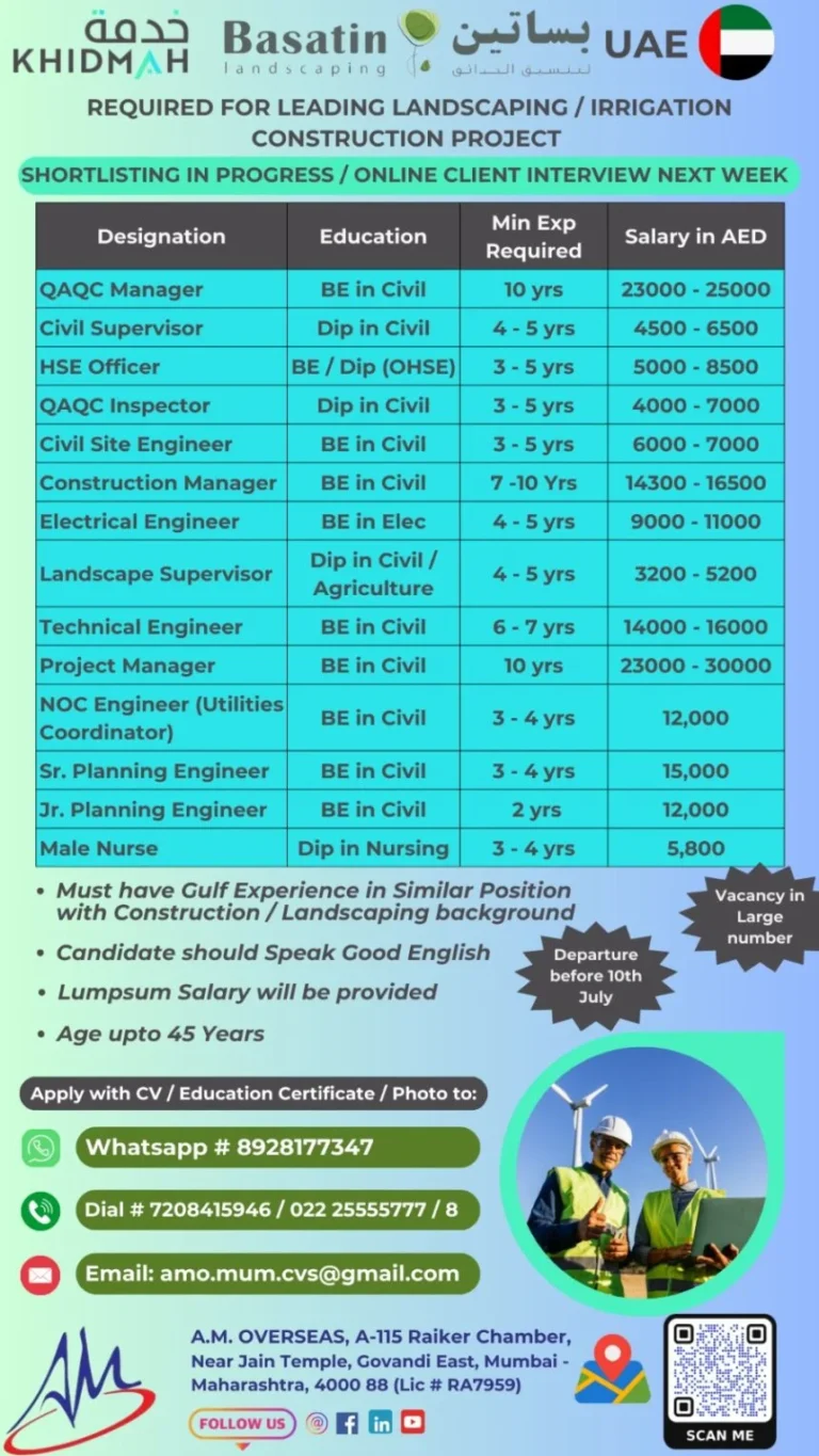 Jobs in UAE – Hiring For Basatin Landscaping