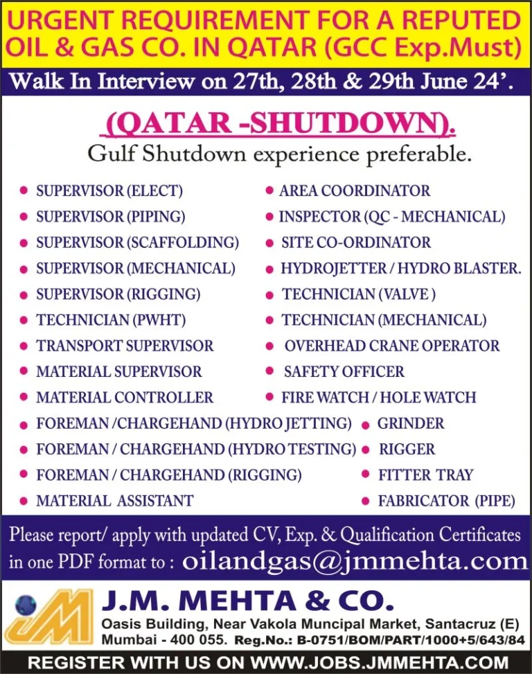 Oil Job Vacancies In Qatar