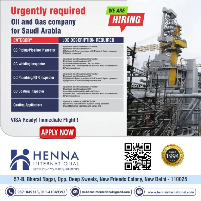 Exciting Job Opportunity in Saudi Arabia – Oil & Gas Company
