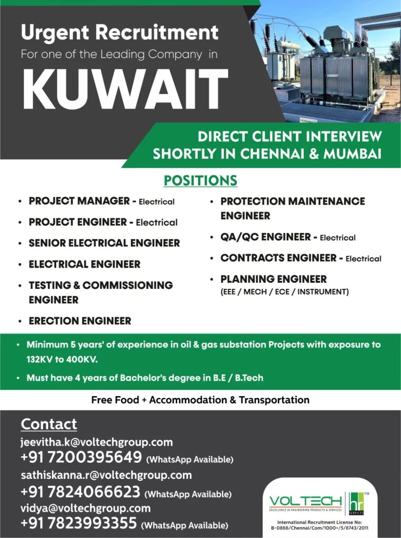 Urgent Recruitment for a Leading Company in Kuwait