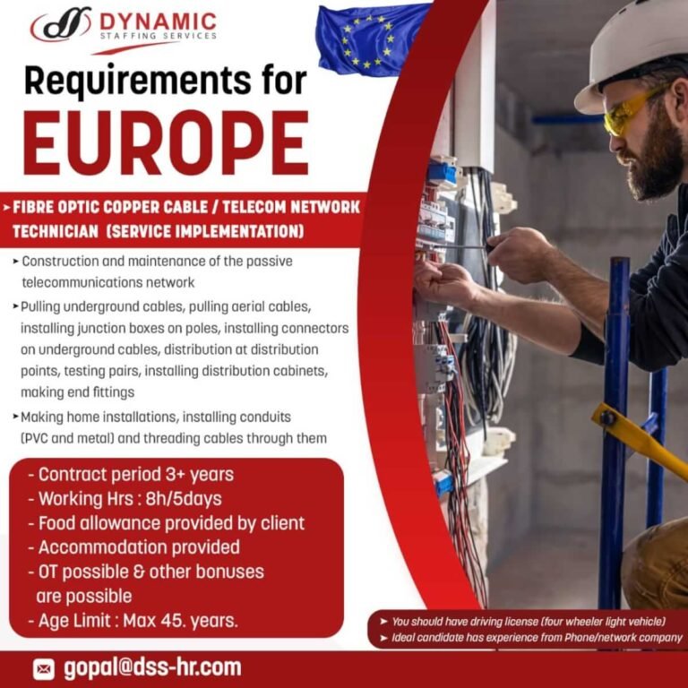 TELECOM NETWORK & CLIMBER COPPER CABLE TECHNICIAN for EUROPE