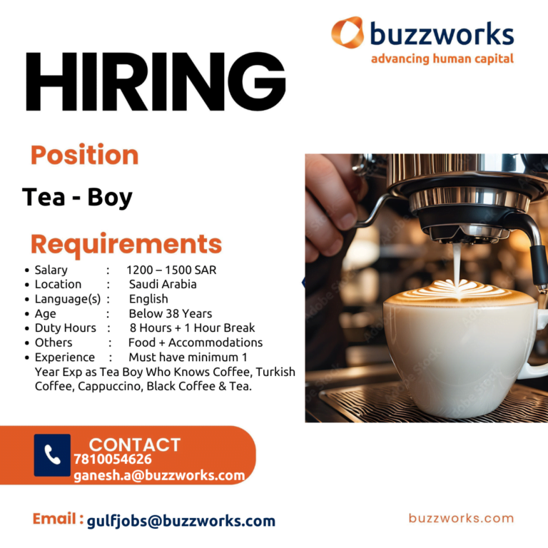We are Hiring for SAUDI