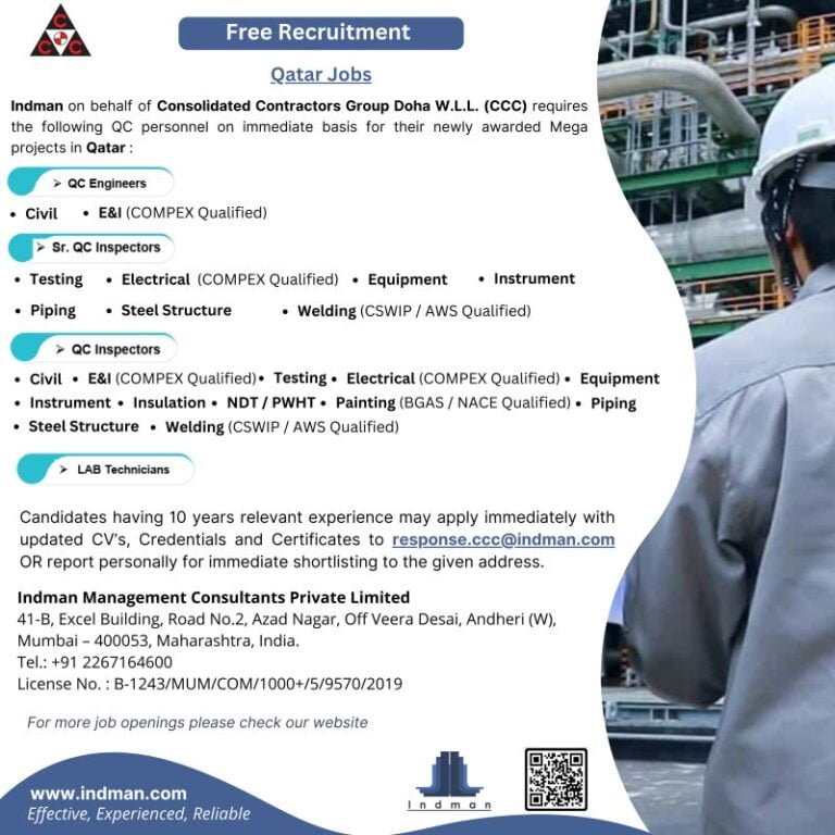 Recruitment for Consolidated Contractors Group Doha