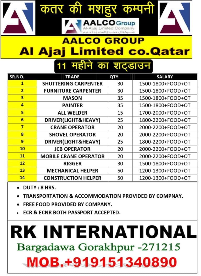Al Ajaj Limited co.Qatar 11 महीने का शडाउन