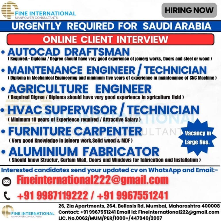 URGENTLY REQUIRED FOR SAUDI ARABIA ONLINE CLIENT INTERVIEW
