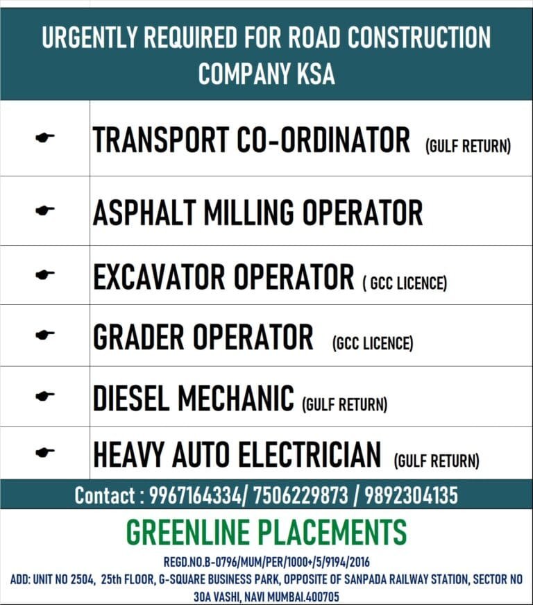 URGENT REQUIRED FOR ROAD CONSTRUCTION COMPANY KSA