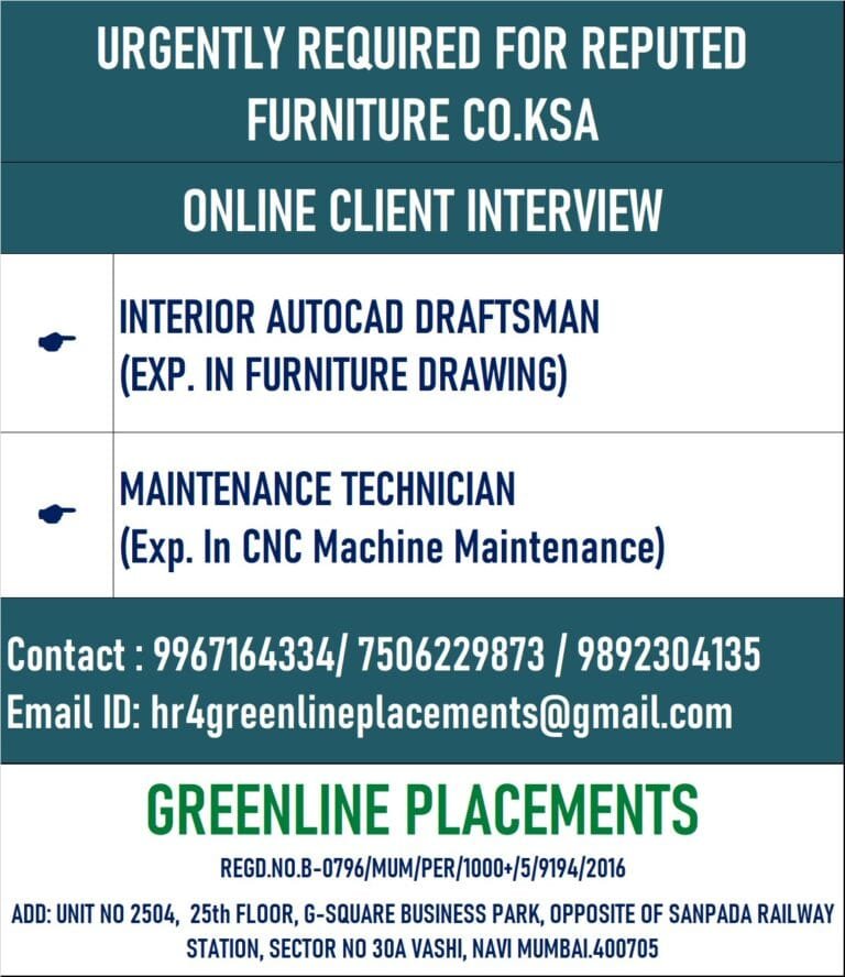 URGENTLY REQUIRED FOR REPUTED FURNITURE COMPANY KSA