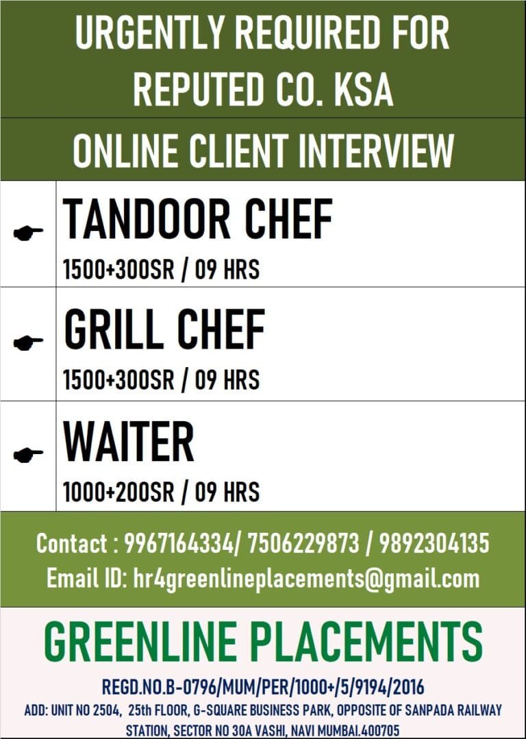 URGENTLY REQUIRED FOR REPUTED COMPANY KSA