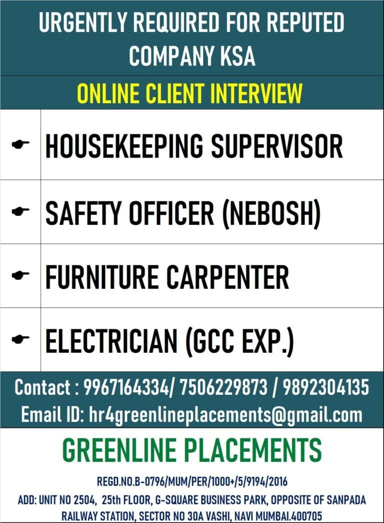 URGENTLY REQUIRED FOR REPUTED COMPANY KSA