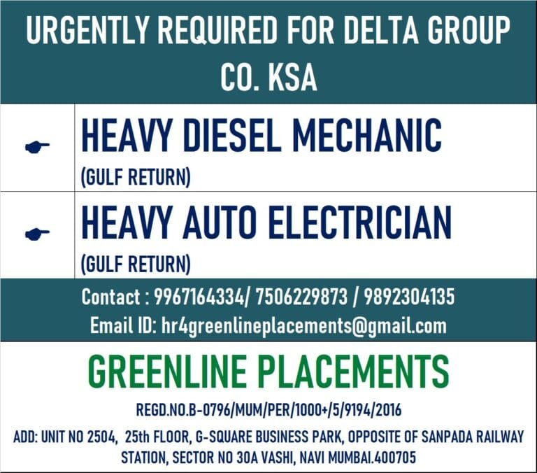 URGENTLY REQUIRED FOR DELTA GROUP COMPANY KSA