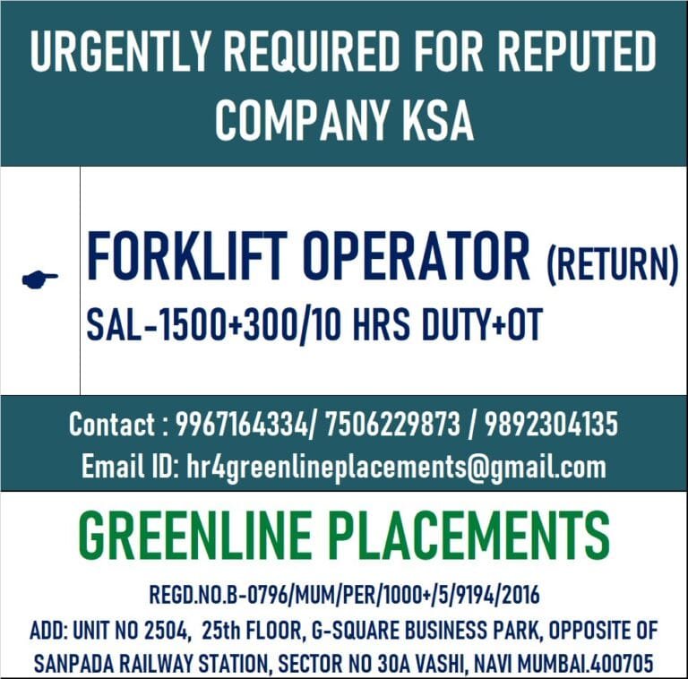 URGENTLY REQUIRED FOR REPUTED COMPANY KSA
