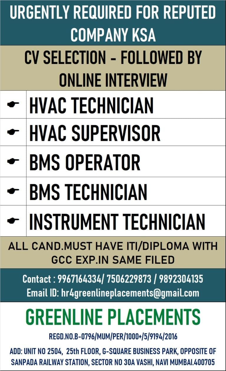 URGENTLY REQUIRED FOR REPUTED COMPANY KSA