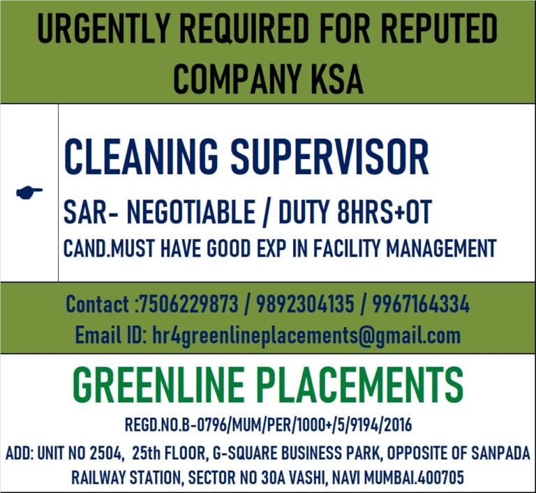 URGENTLY REQUIRED FOR REPUTED COMPANY KSA