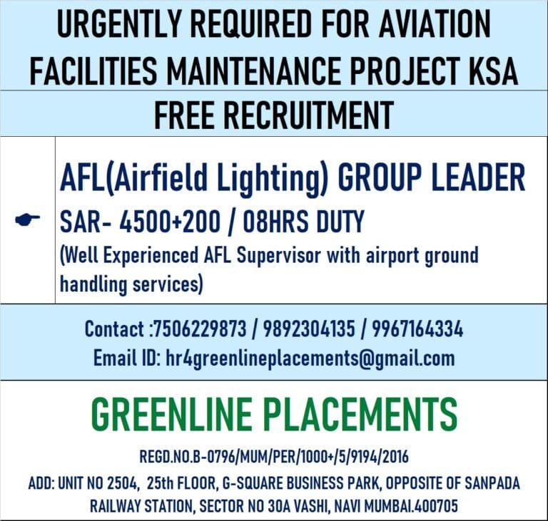 URGENTLY REQUIRED FOR AVIATION FACILITIES MAINTENANCE KSA
