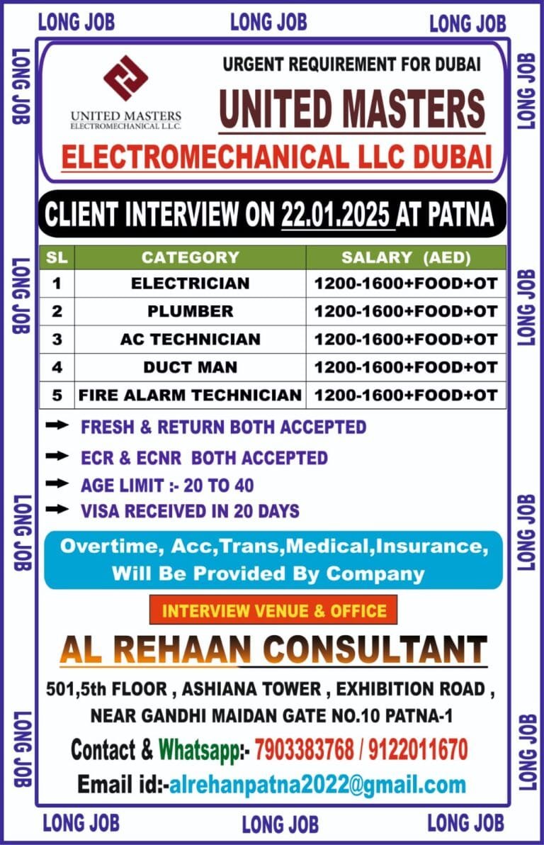 UNITED MASTERS ELECTROMECHANICAL LLC Dubai on 22th January 2025 At Al REHAAN CONSULTANT