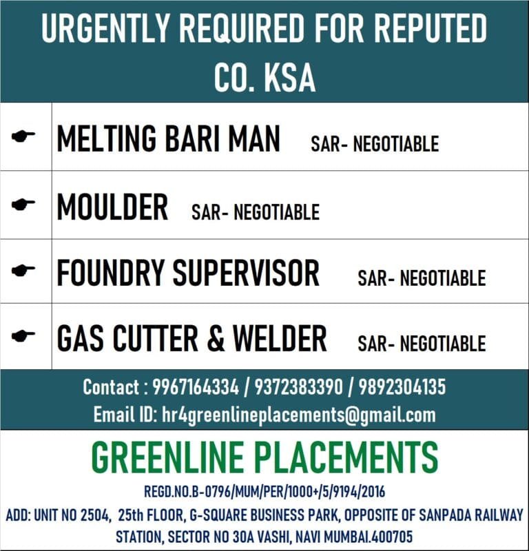 URGENTLY REQUIRED FOR REPUTED COMPANY KSA