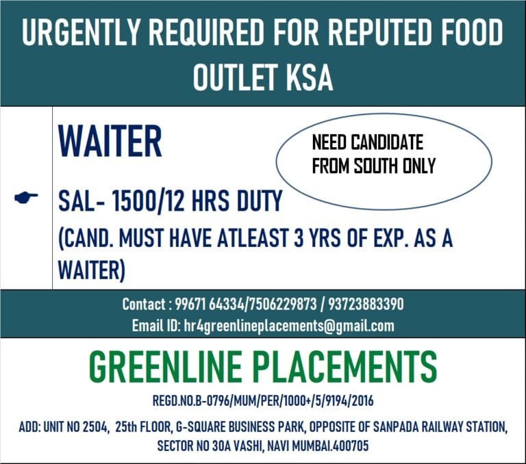 URGENTLY REQUIRED FOR REPUTED COMPANY KSA