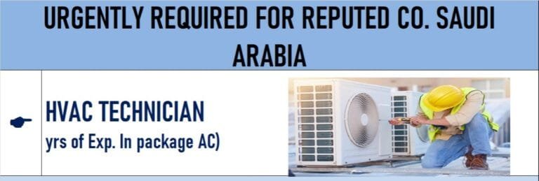 Urgent required for reputed company ksa