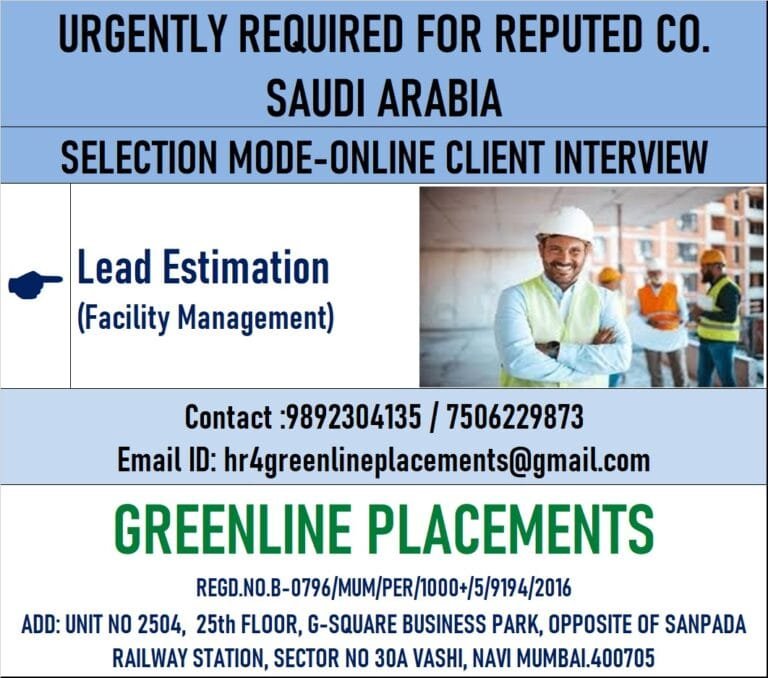 URGENTLY REQUIRED FOR REPUTED COMPANY KSA