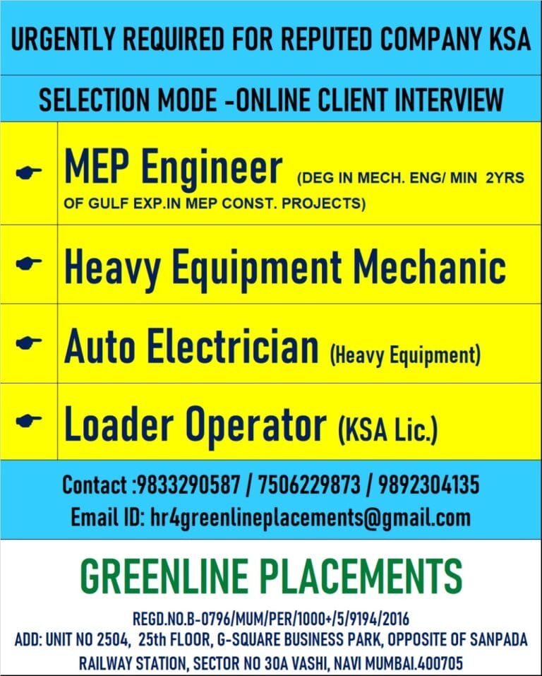URGENTLY REQUIRED FOR REPUTED COMPANY KSA