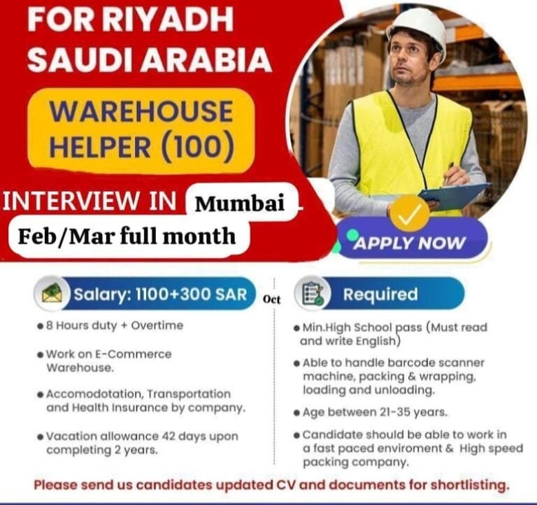 Urgent required for reputed company ksa