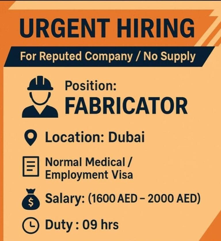 Urgent required for reputed company Dubai