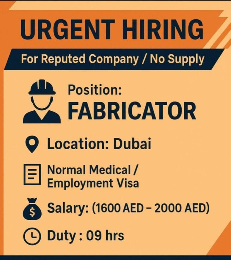 Urgent required for Dubai