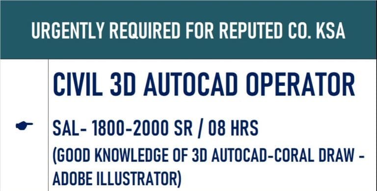 Urgent required for reputed company ksa