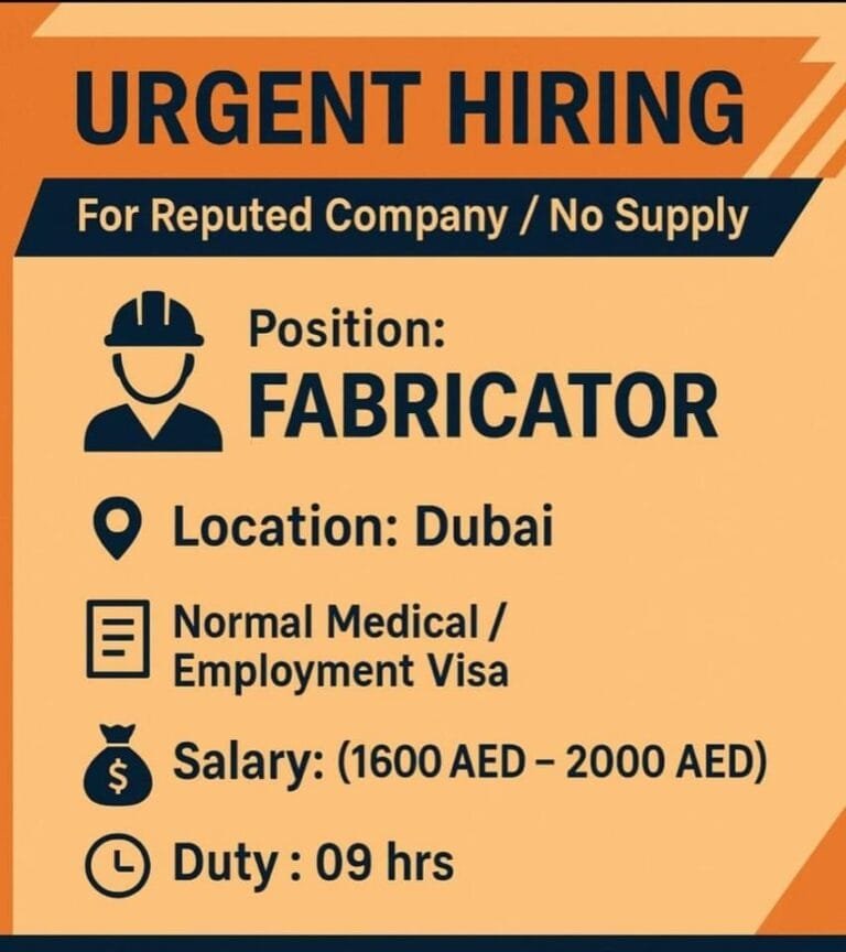 Urgent required for reputed company Dubai
