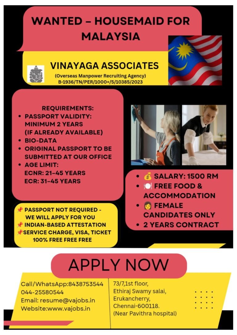 WANTED HOUSEMAID -MALAYSIA