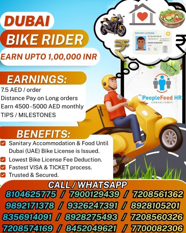URGENT REQUIREMENT FOR BIKE RIDERS IN DUBAI (UAE) :: TALABAT / KEETA :: IMMEDIATE DEPARTURES