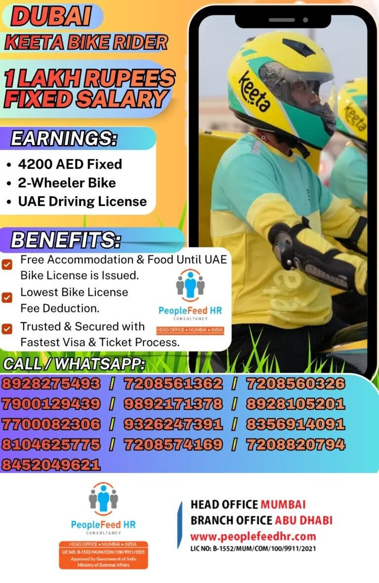 URGENT REQUIREMENT FOR BIKE RIDERS IN DUBAI (UAE) :: TALABAT / KEETA :: IMMEDIATE DEPARTURES