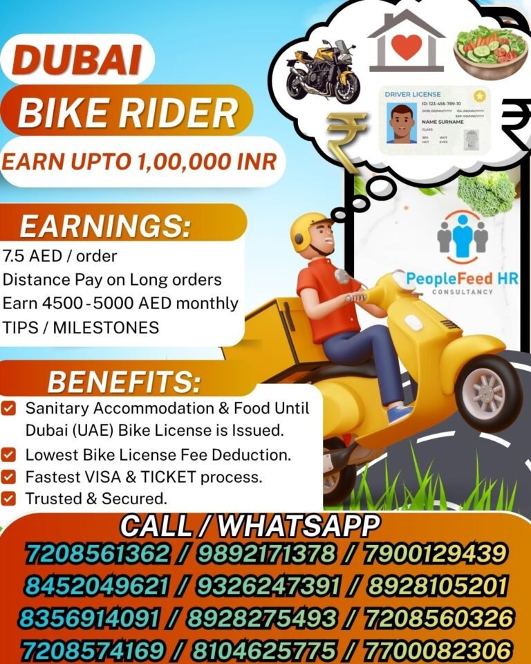 URGENT REQUIREMENT FOR BIKE RIDERS IN DUBAI (UAE) :: TALABAT / KEETA :: IMMEDIATE DEPARTURES