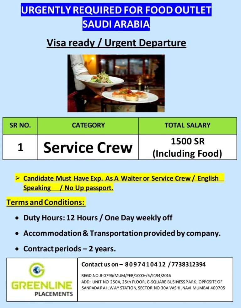 URGENTLY REQUIRED FOR REPUTED CO. KSA