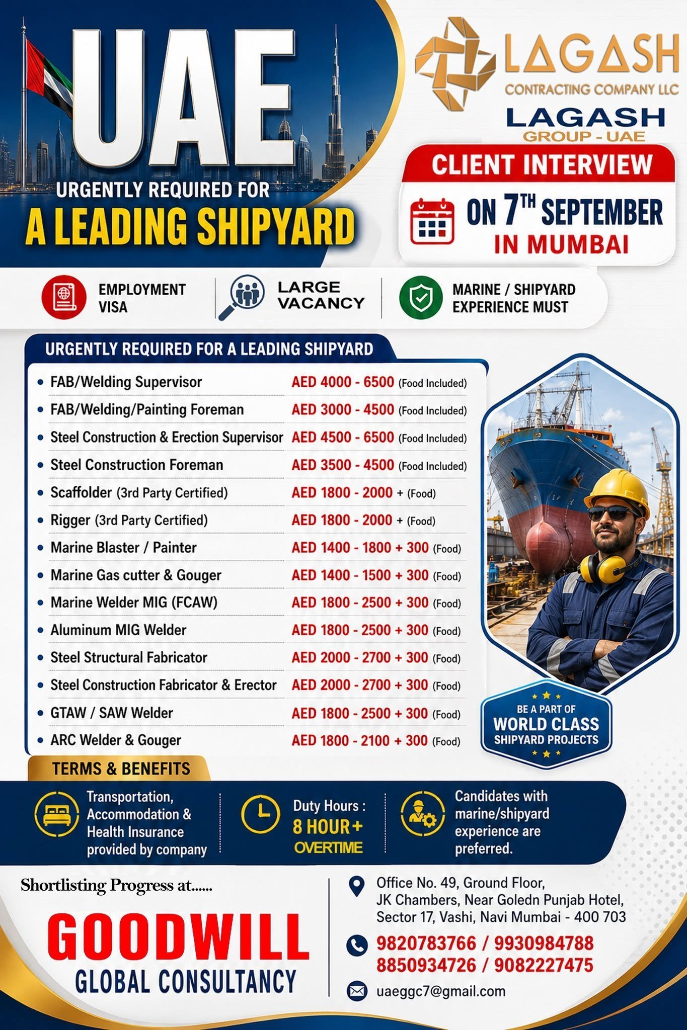 UAE Shipyard Employment 2026: Urgent Overseas Recruitment via Assignment Abroad Times Today