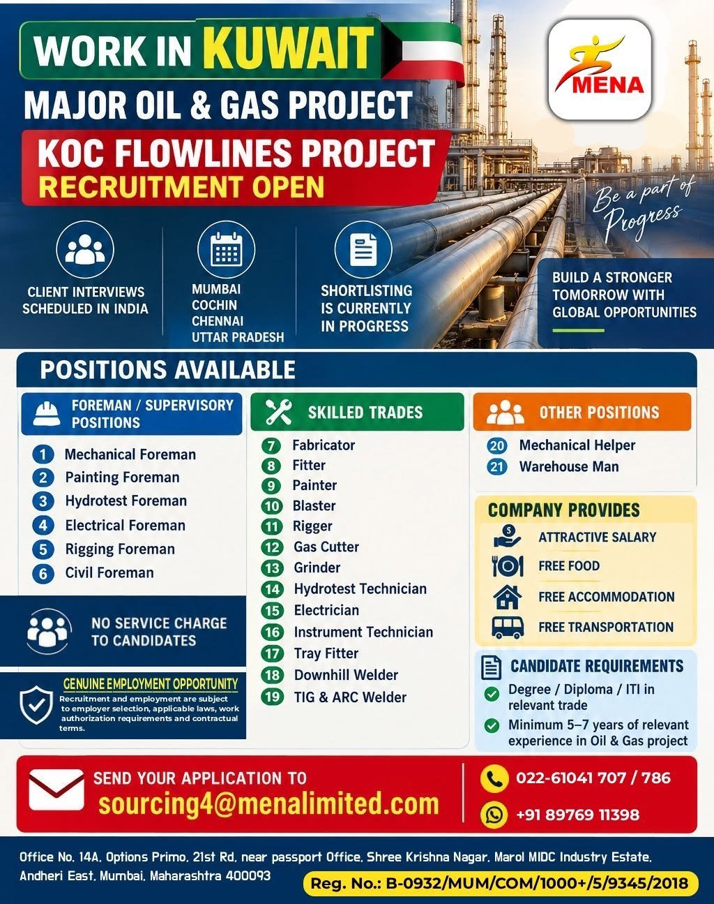 Kuwait Oil & Gas Project Recruitment: Massive Gulf Job Vacancy Available