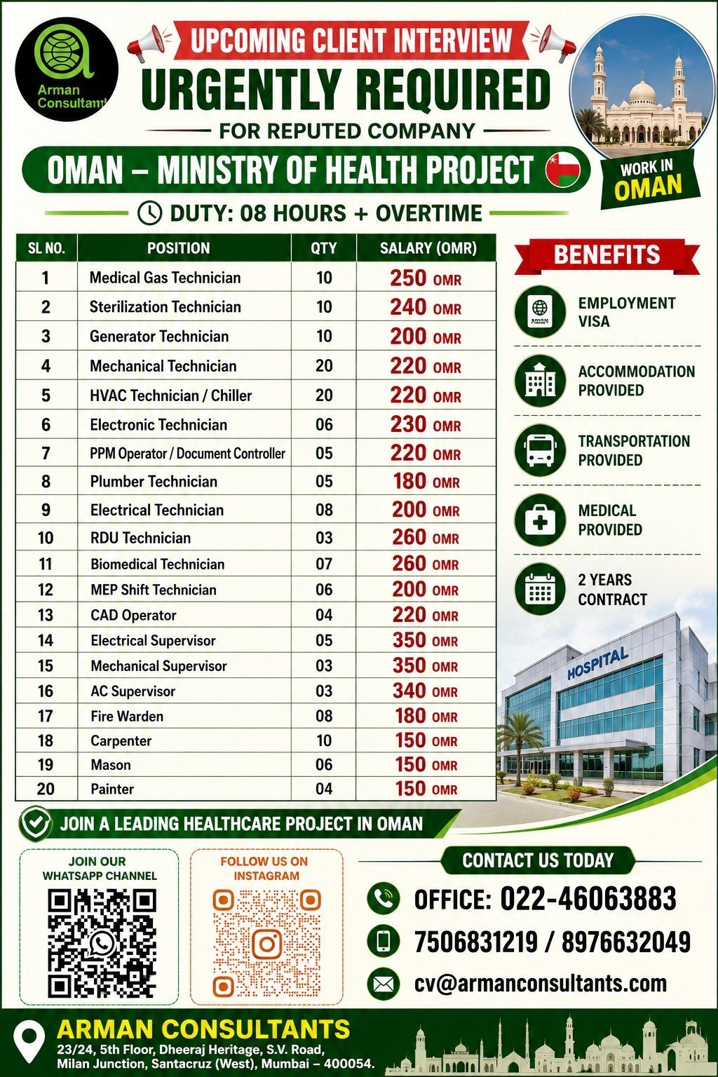 Oman Ministry of Health Project Recruitment: Massive Gulf Job Vacancy Available