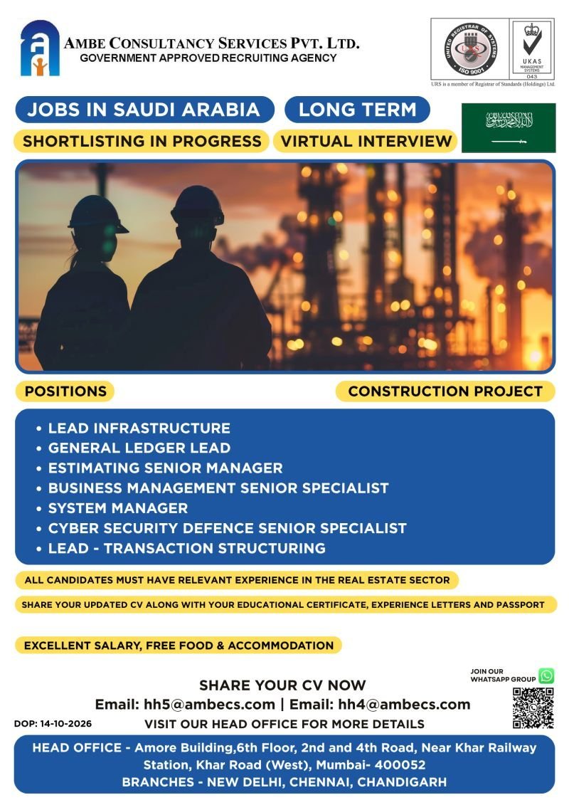 Exciting Gulf Job Vacancy: Saudi Arabia Construction Project Hiring via Assignment Abroad Times
